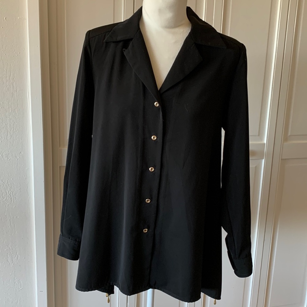 DIANE GILMAN DG2 BLACK BUTTON FRONT TUNIC - A LINE - SIZE SMALL